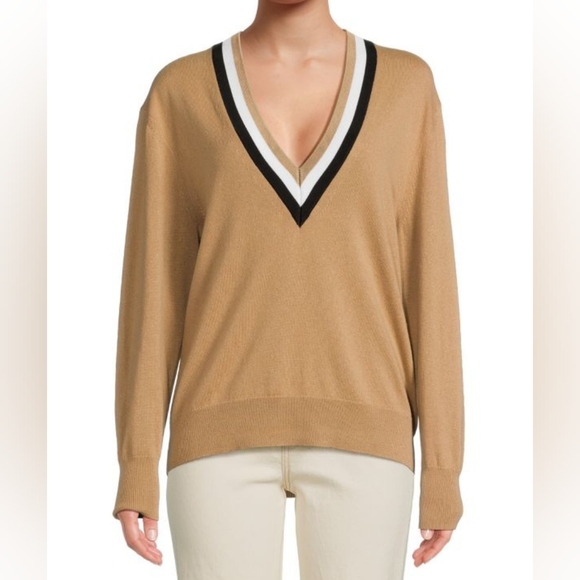 Boss Sweaters - Boss Felipina Wool Blend V Neck Sweater Size Medium